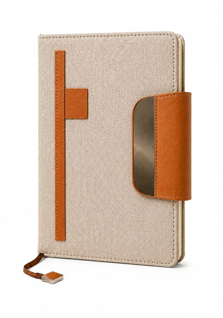 Premium Diary Notebook — Fabric Beige