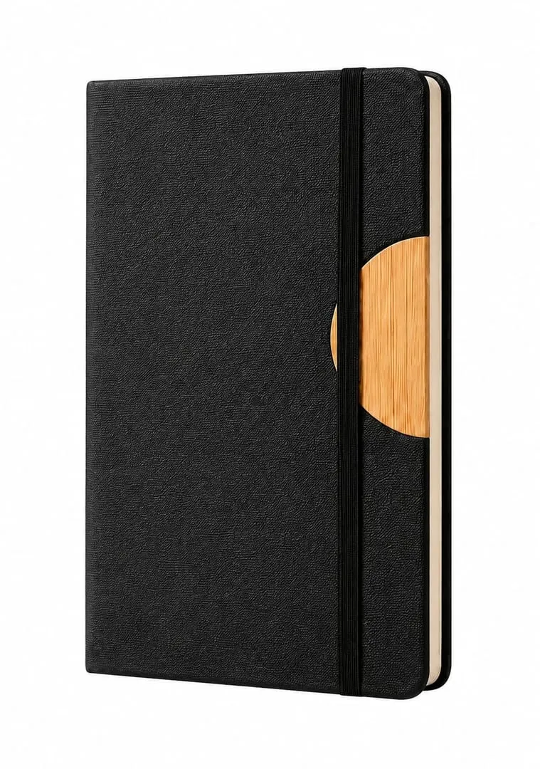 Premium Diary Notebook — Black & Wood