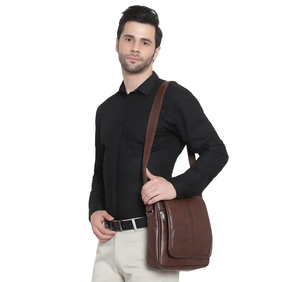 Brown Leather Crossbody Sling