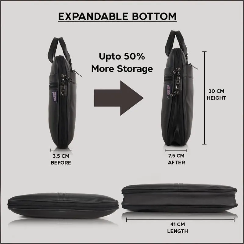 Expandable Leather Office Bag