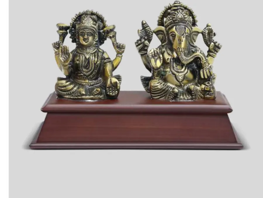 Laxmi & Ganesha Brass Idol Pair