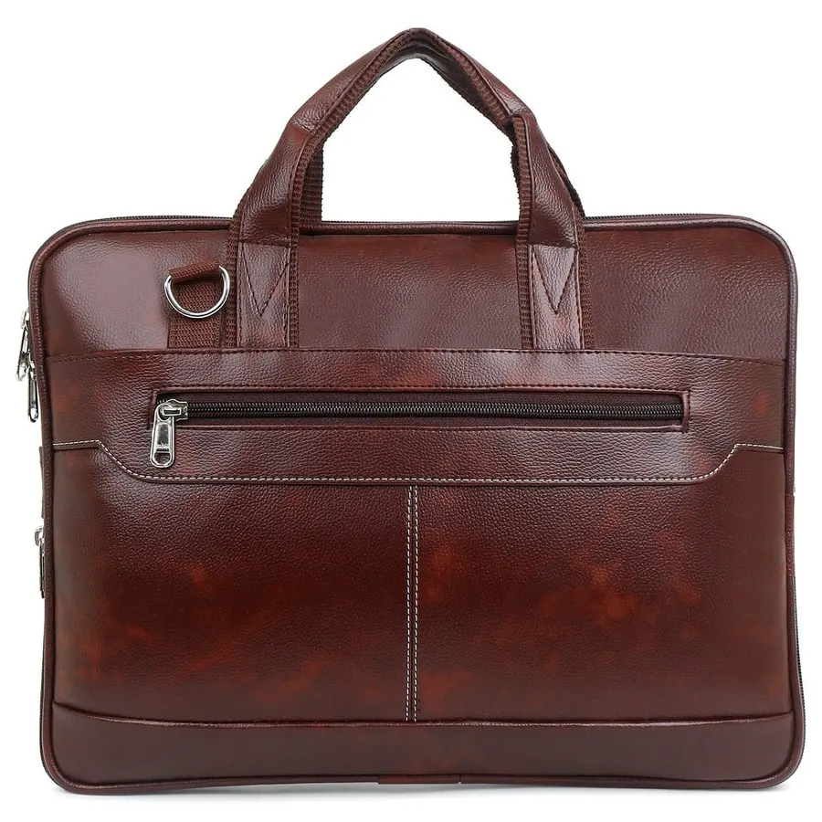 Oxblood Leather Expandable Laptop Briefcase