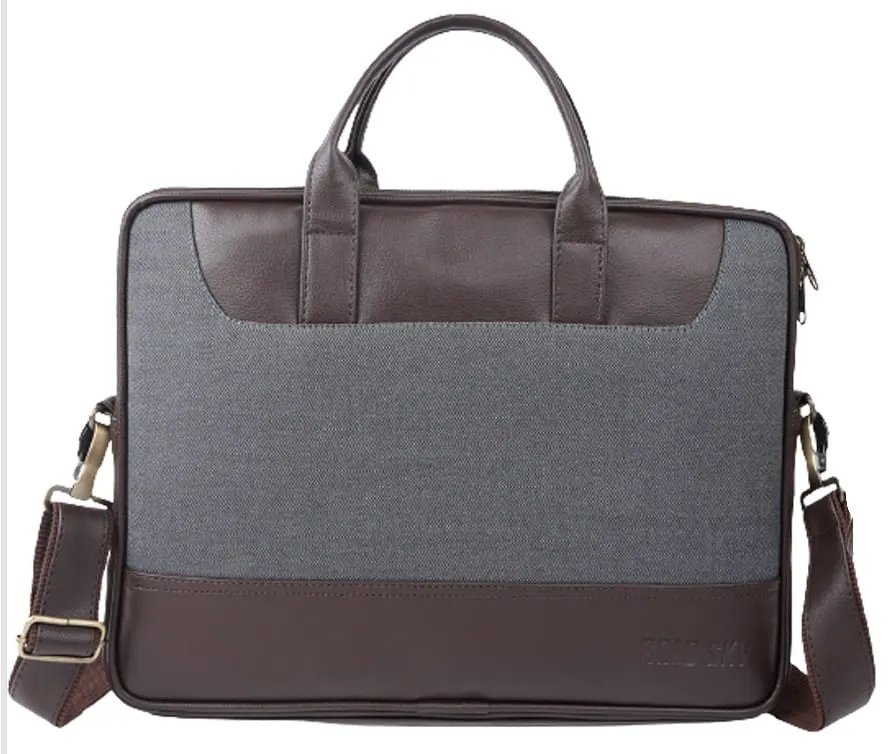 Grey & Brown Two-Tone Laptop Bag