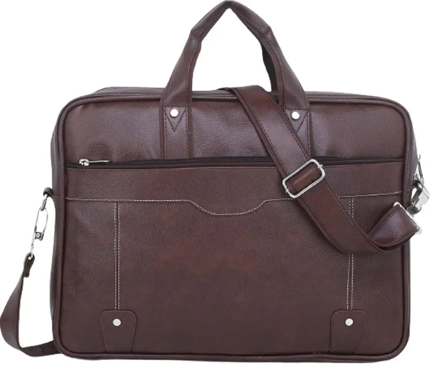 Classic Brown PU Leather Laptop Bag