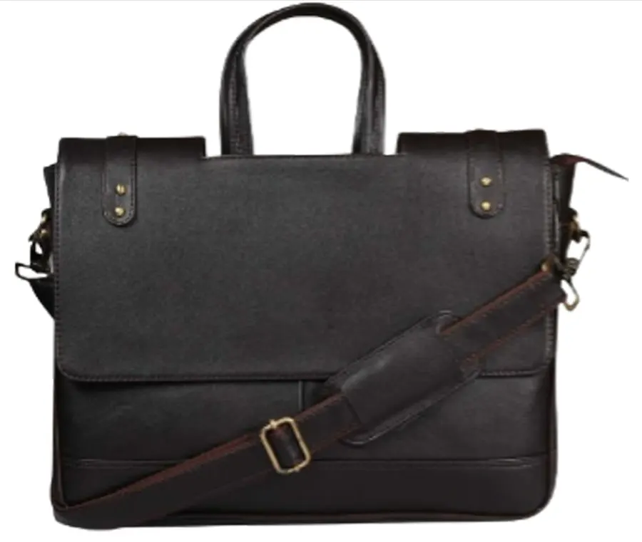 Flap-Front Leather Messenger Bag