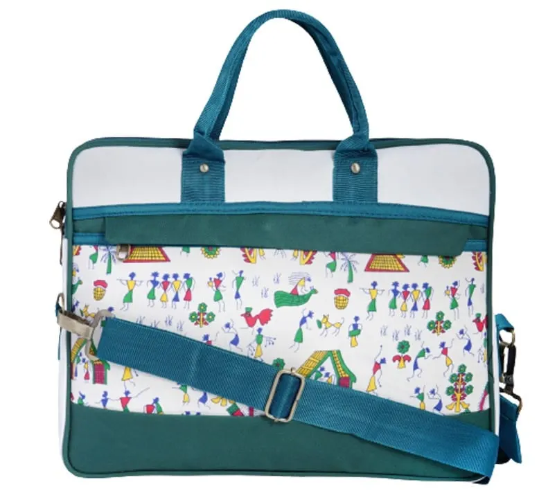 Warli Print Fabric Laptop Bag
