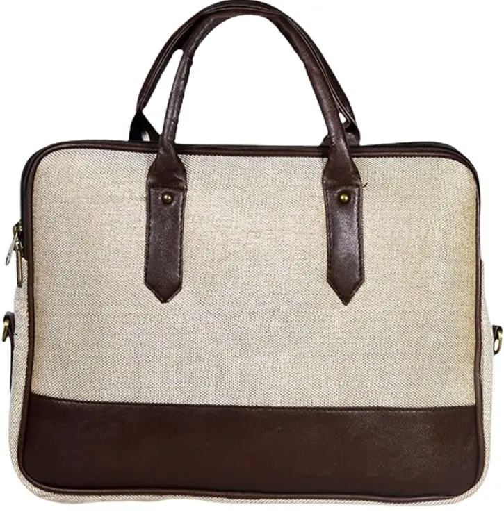 Jute & Leather Laptop Bag