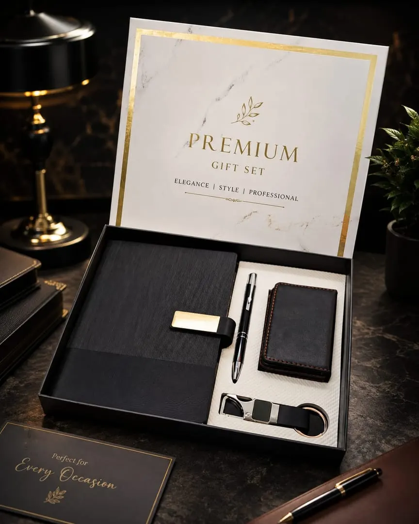 Gold-Plate 4-Piece Executive Gift Set — Black