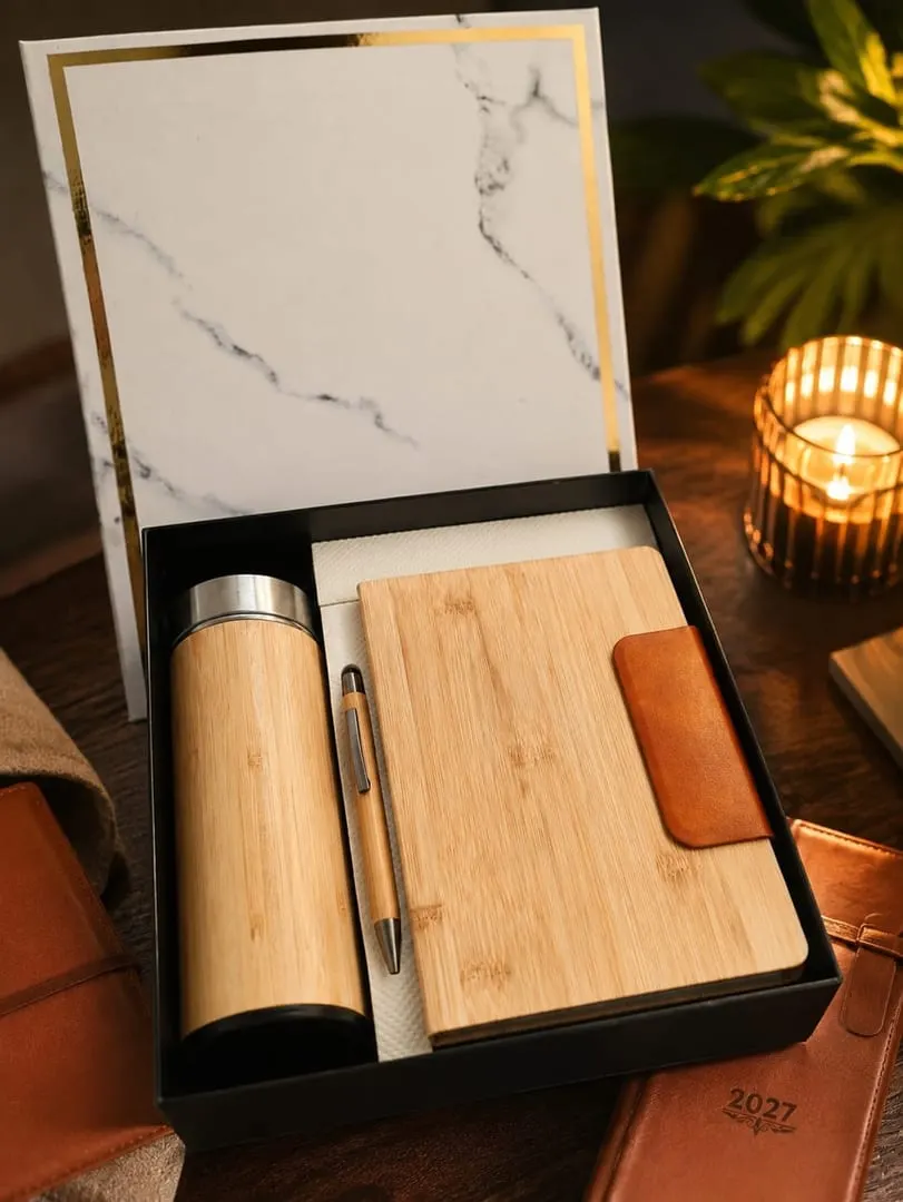 Bamboo Notebook & Bamboo Flask Gift Set