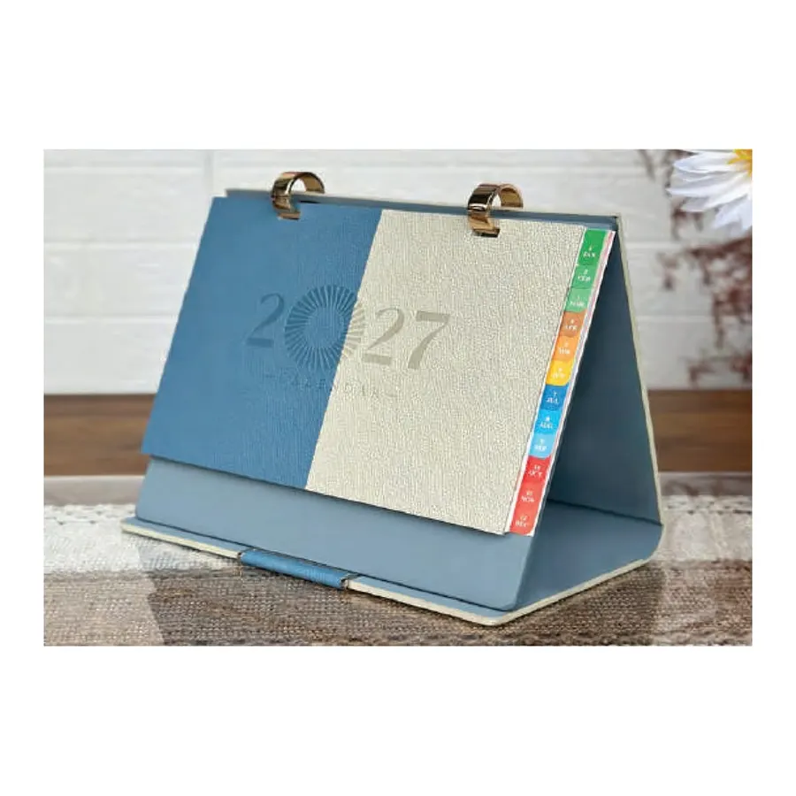 Double-Patterned Leather Texture Desk Calendar