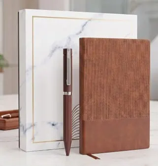 Ribbed Two-Tone Diary & Pen Gift Set