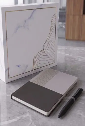 Colour-Block Diary & Pen Gift Set — Grey