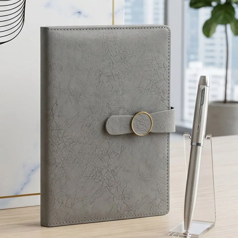 Ring-Buckle Organiser & Pen Gift Set — Grey