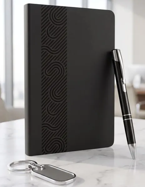 Wave-Embossed 3-in-1 Gift Set — Black