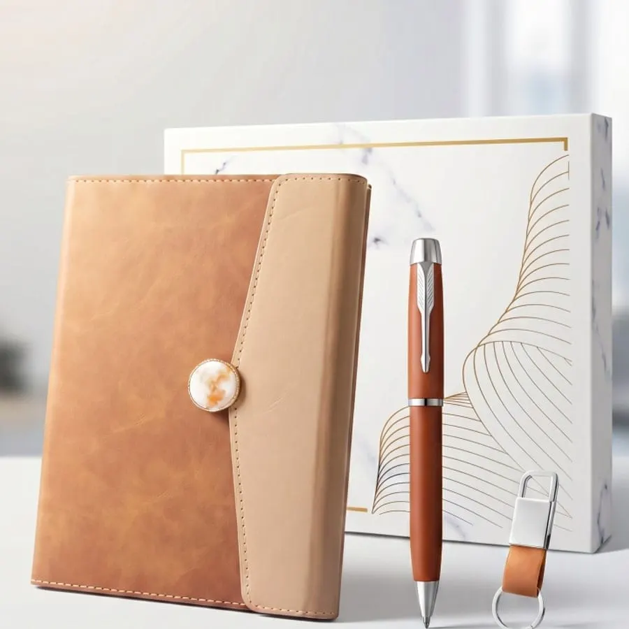 Button-Strap 3-in-1 Gift Set — Tan