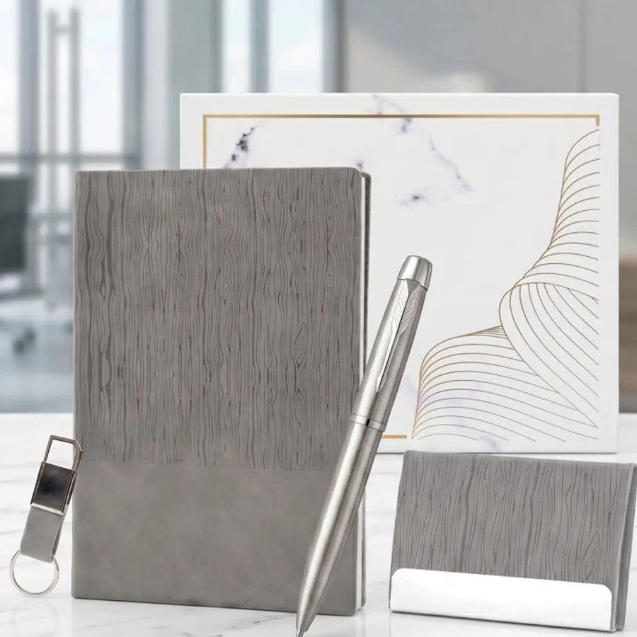 Wood-Grain 4-in-1 Gift Set — Grey