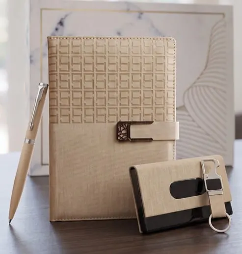 Grid-Emboss 4-in-1 Gift Set — Champagne