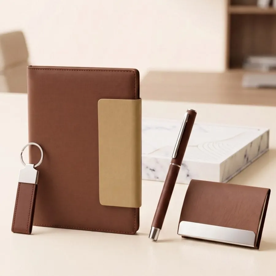Two-Tone Panel 4-in-1 Gift Set — Brown