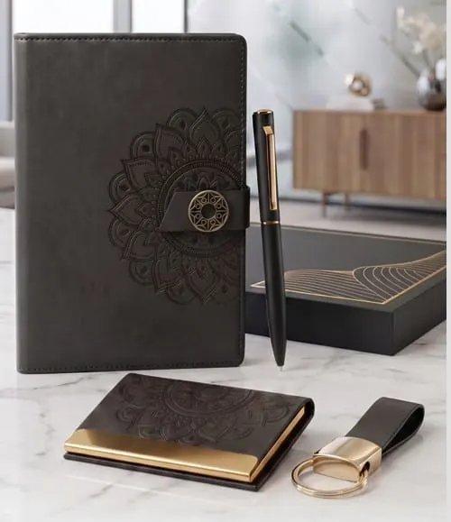 Mandala-Emboss 4-in-1 Gift Set — Charcoal