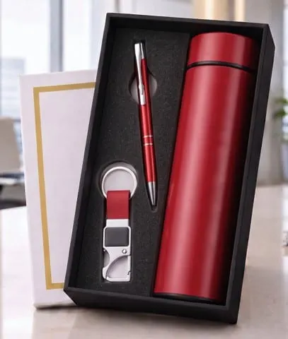 Flask, Pen & Keychain Gift Set