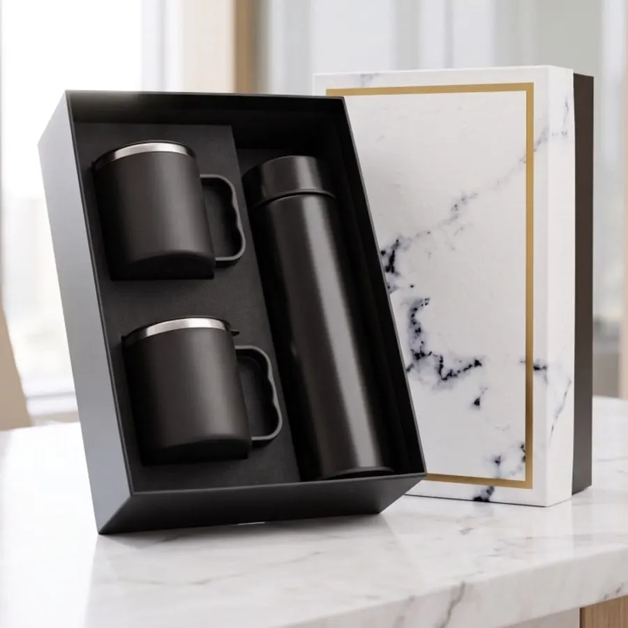 Flask & Two-Mug Gift Set