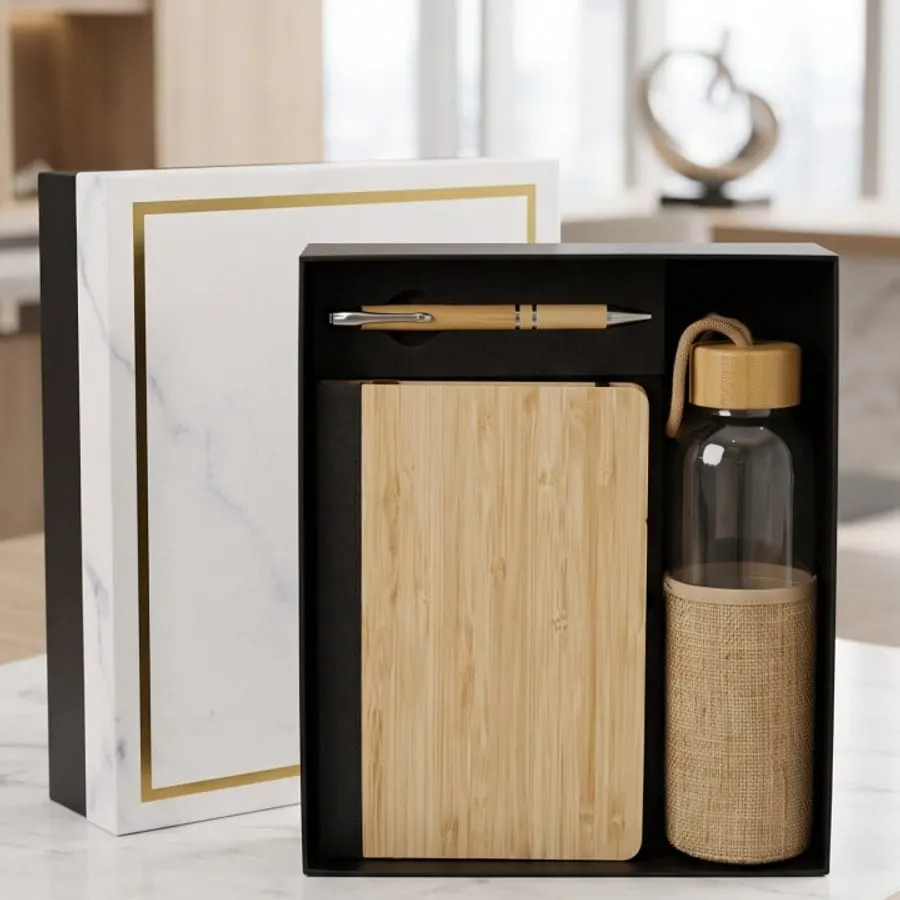 Bamboo & Glass Bottle Gift Set