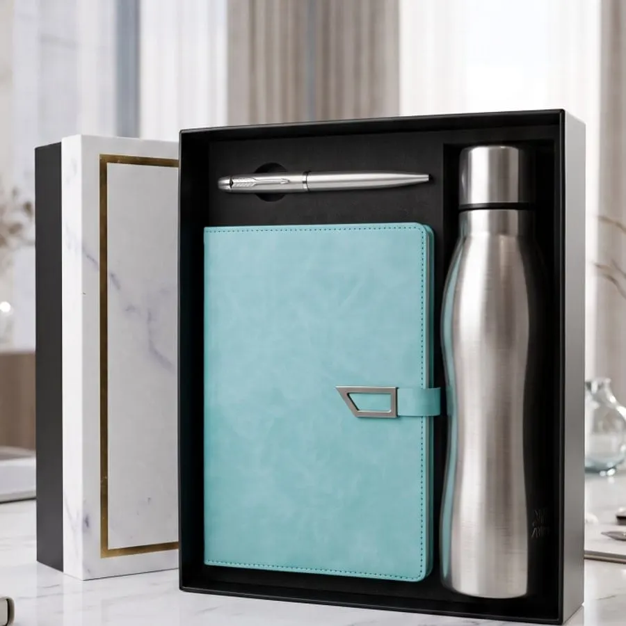 Diary & Steel Bottle Gift Set — Mint