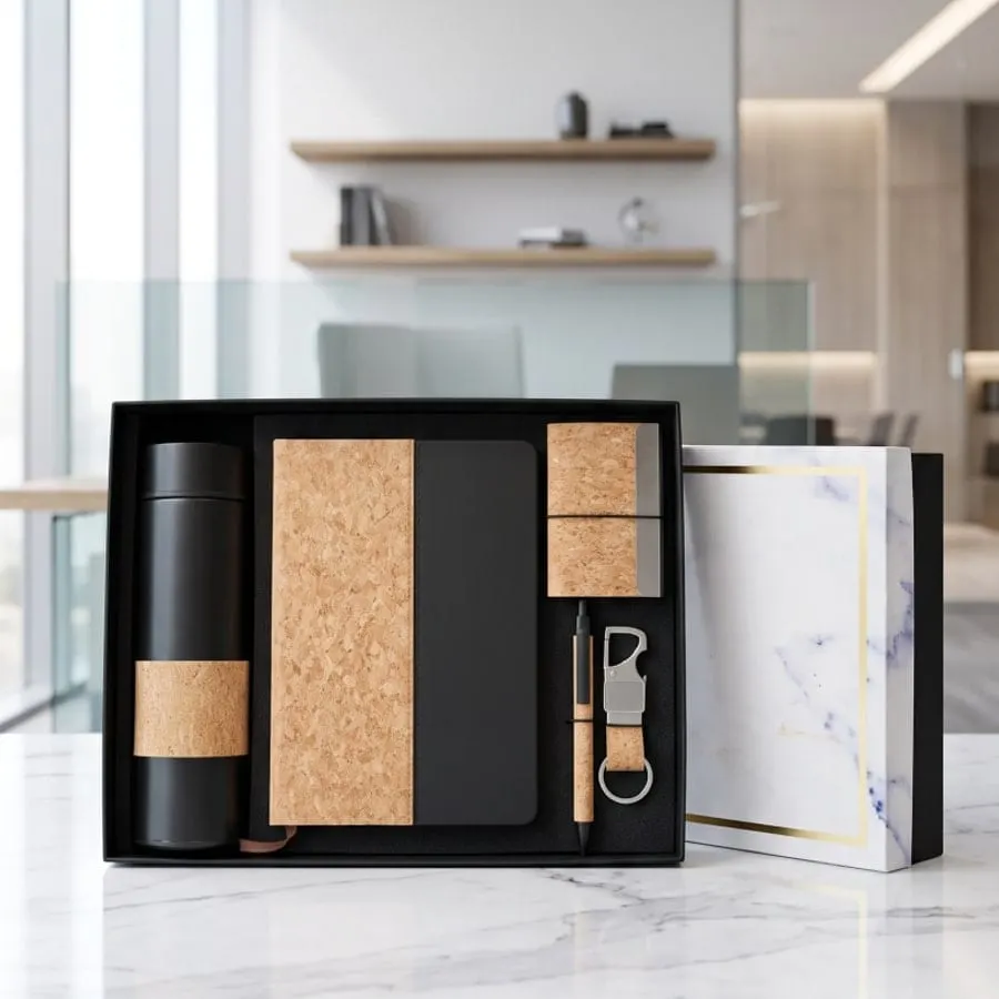 Cork Flask & Diary Gift Set
