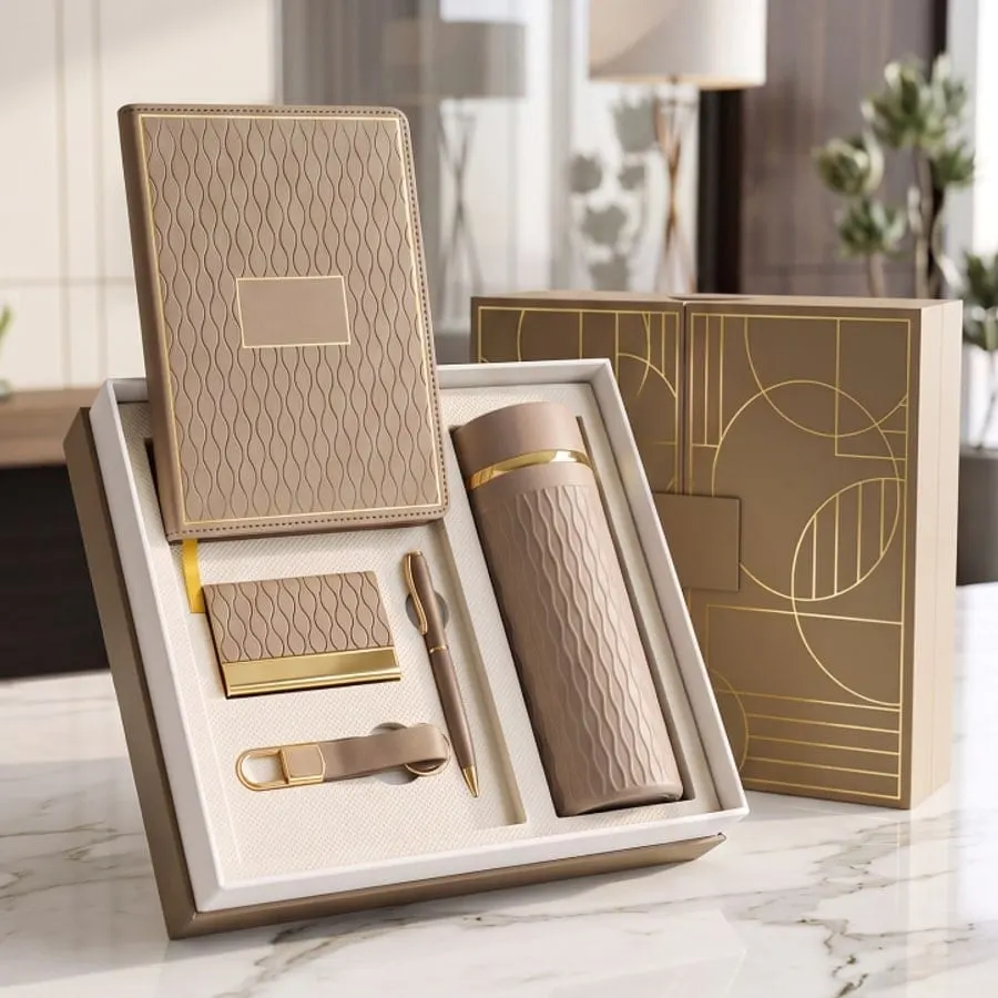 Diary, Card Holder & Tumbler Gift Set — Champagne