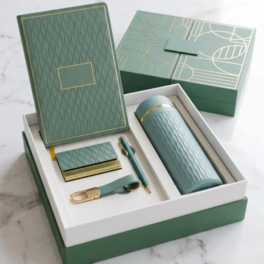 Diary, Card Holder & Tumbler Gift Set — Green