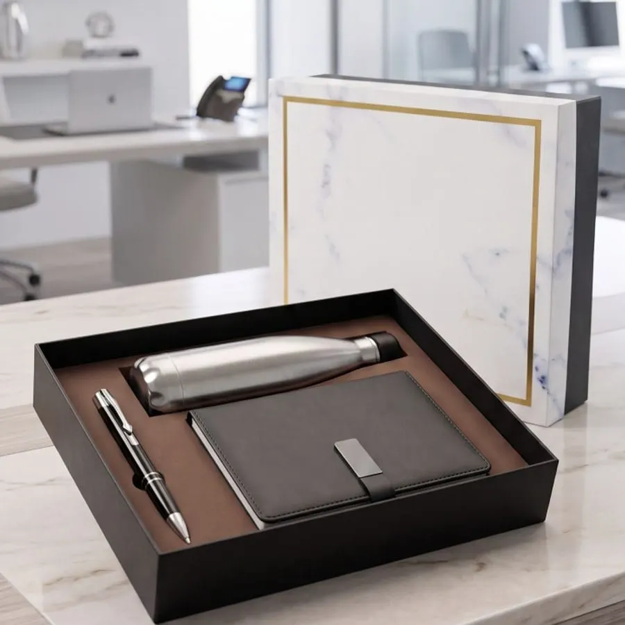 Steel Flask & Diary Gift Set