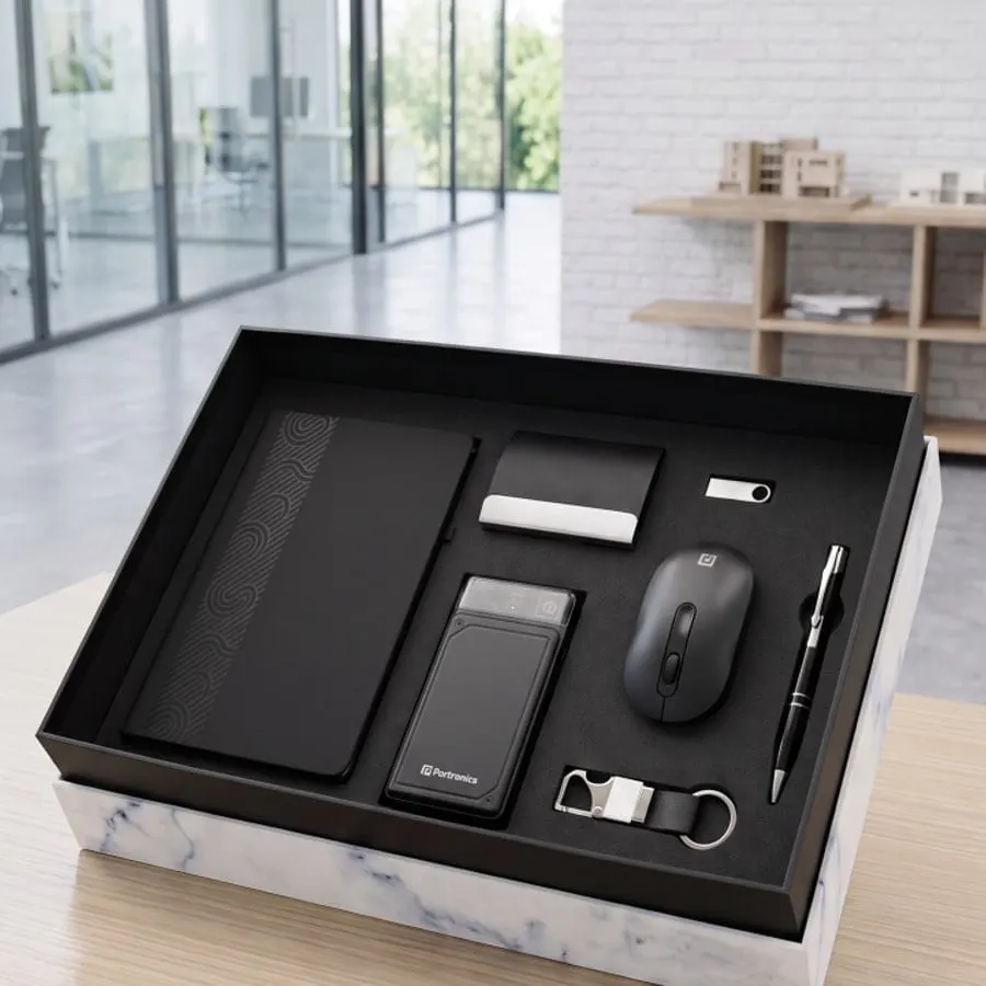 Tech Gift Set — Diary, Power Bank & Wireless Mouse