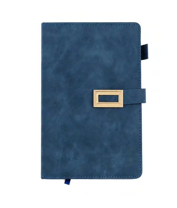 Premium Buckle-Strap Notebook — Denim Blue