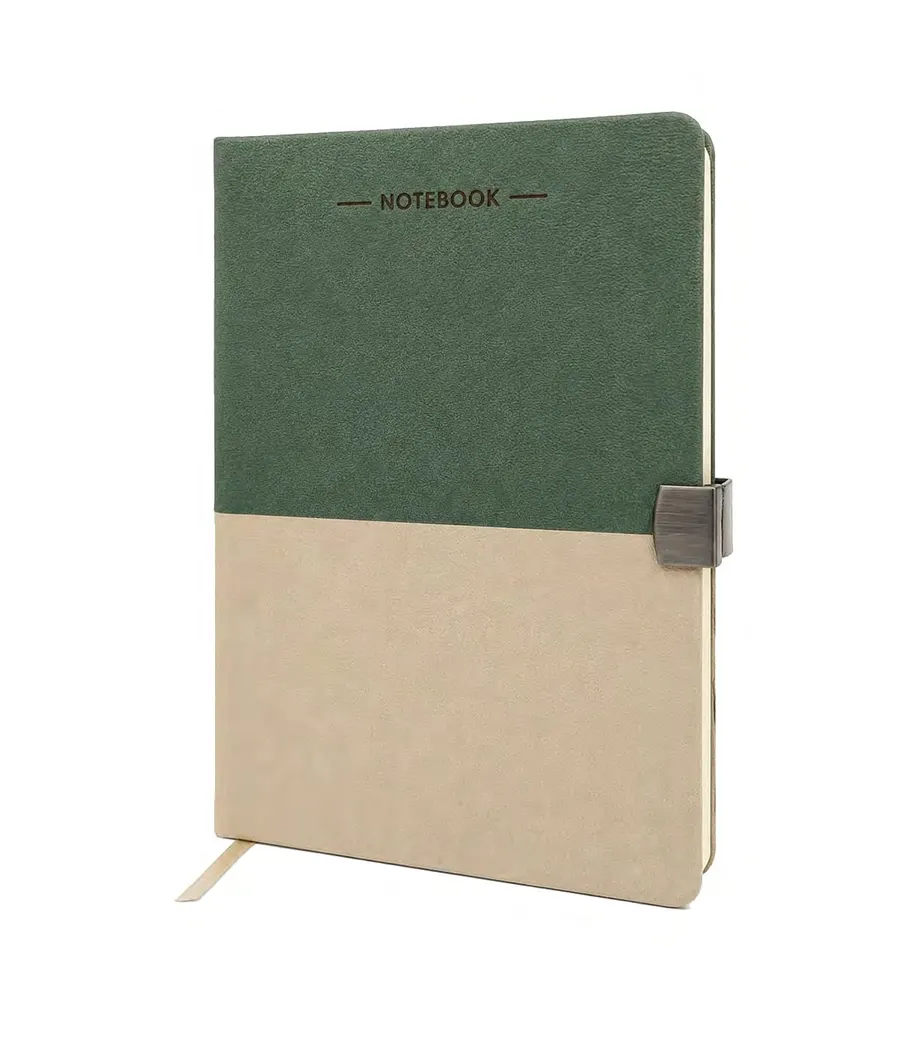 Premium Metal-Lock Notebook — Sage & Beige