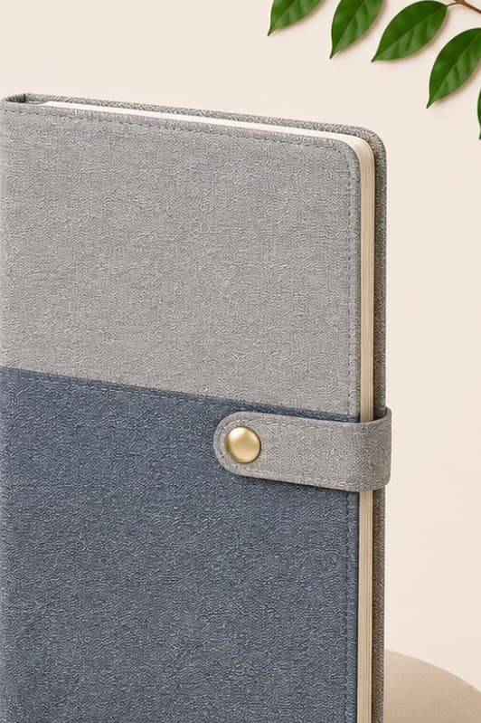 PaperPal Executive Diary Notebook — Grey & Navy Fabric