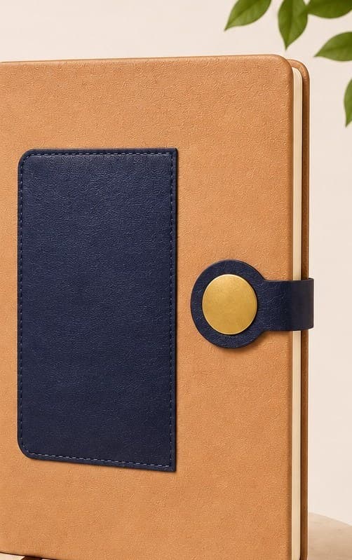 PaperPal Signature Diary Notebook — Tan & Navy