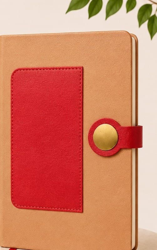 PaperPal Signature Diary Notebook — Tan & Red