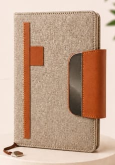 Premium Diary Notebook — Fabric Beige