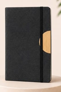 Premium Diary Notebook — Black & Wood