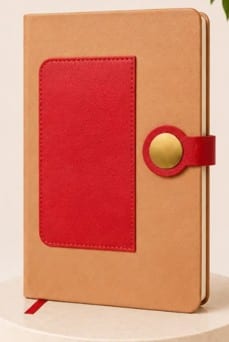 Signature Diary Notebook — Tan & Red