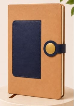 Signature Diary Notebook — Tan & Navy