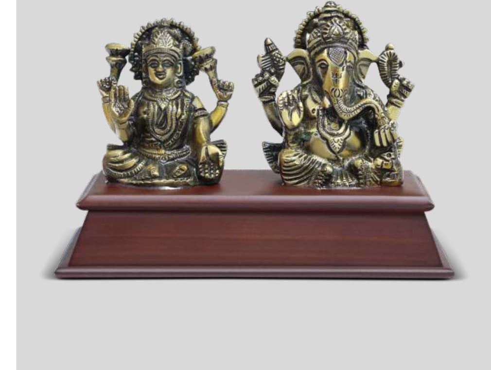 Laxmi & Ganesha Brass Idol Pair