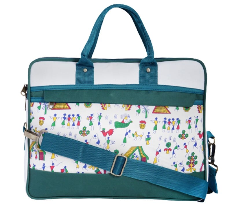 Warli Print Fabric Laptop Bag