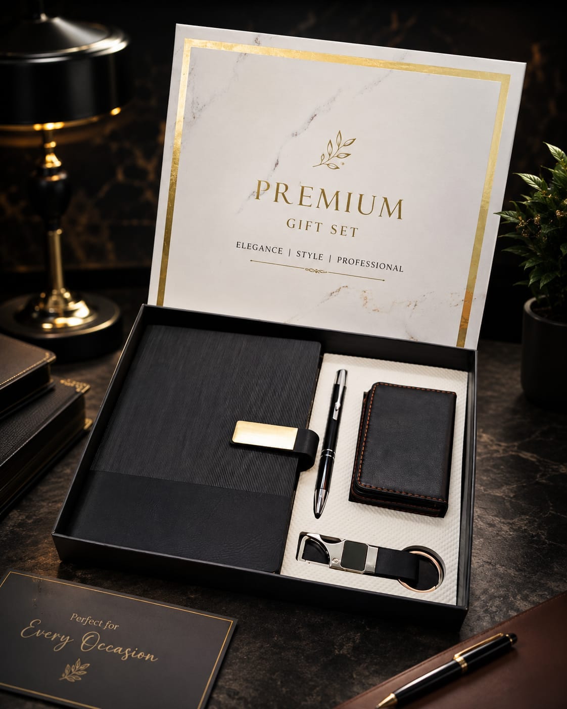 Gold-Plate 4-Piece Executive Gift Set — Black