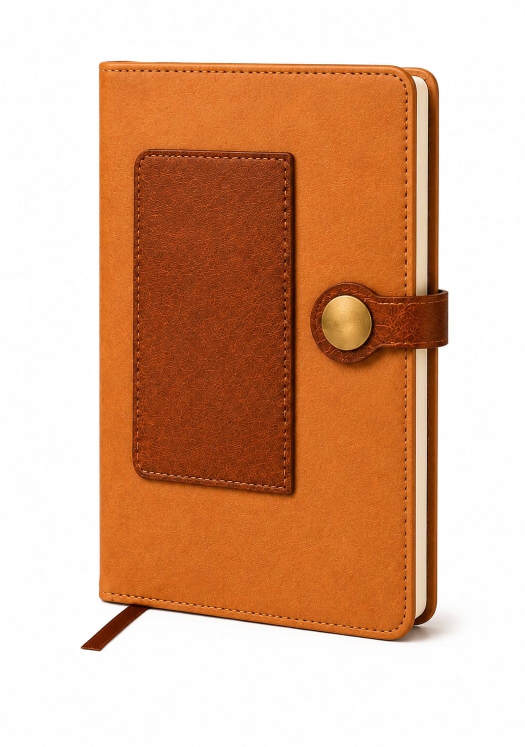 Signature Colour-Block Diary — Tan & Brown
