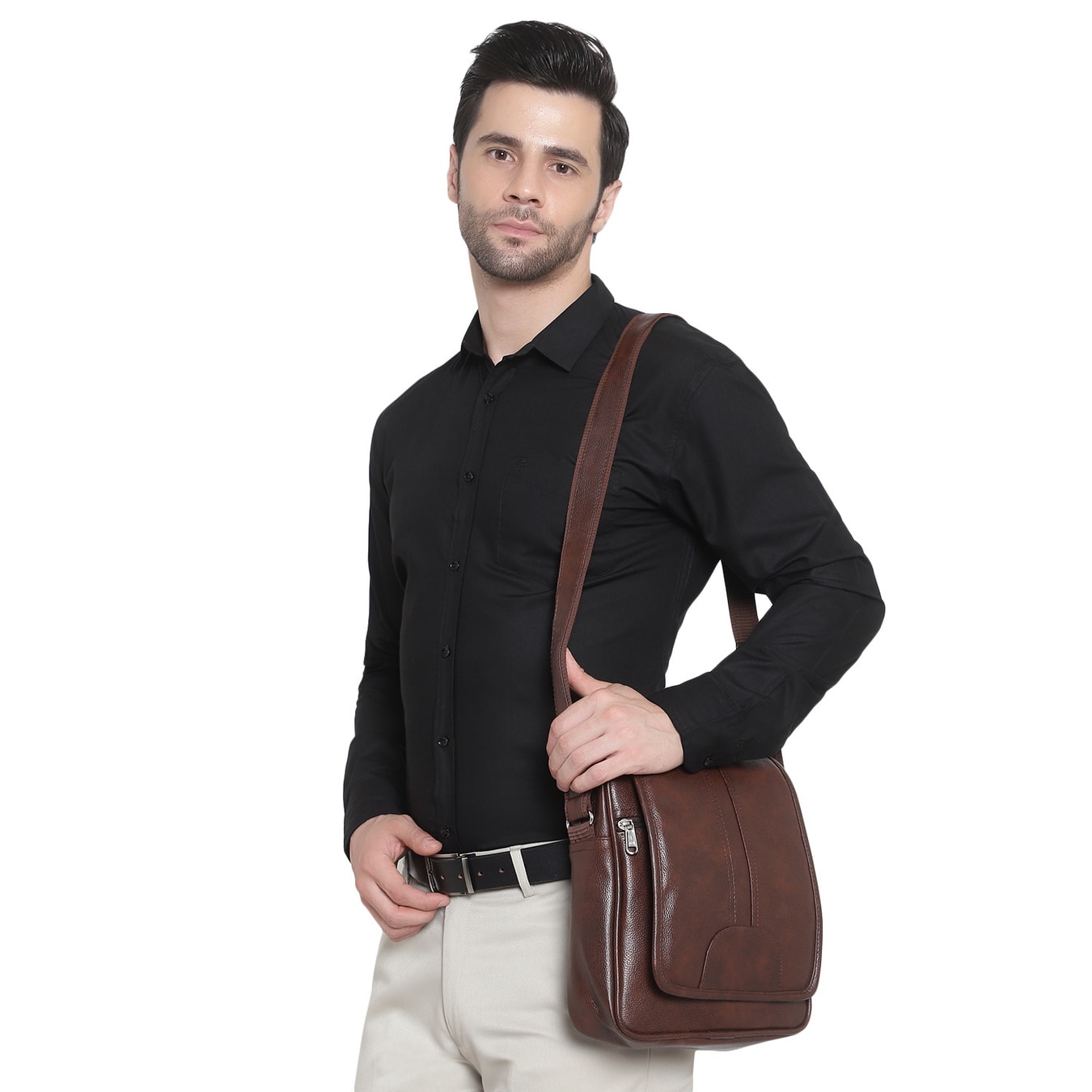Brown Leather Crossbody Sling