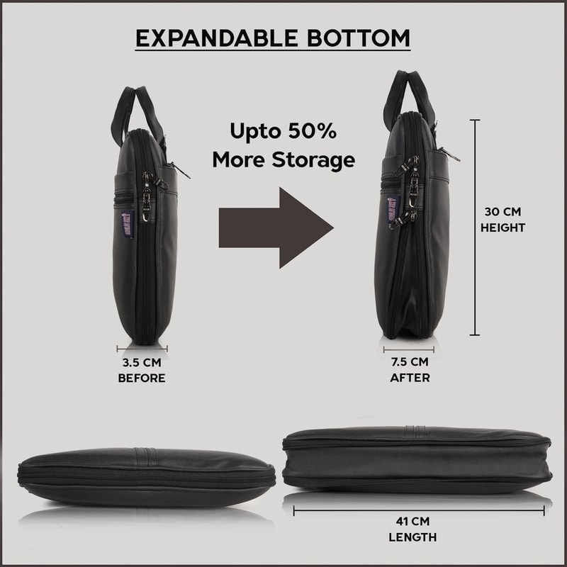 Expandable Leather Office Bag