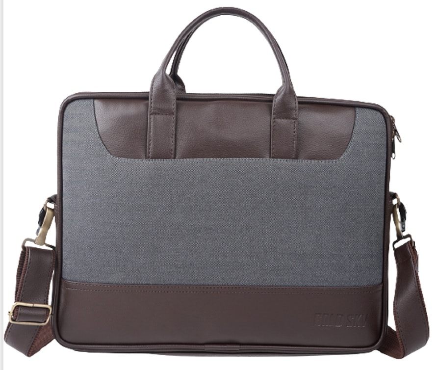 Grey & Brown Two-Tone Laptop Bag