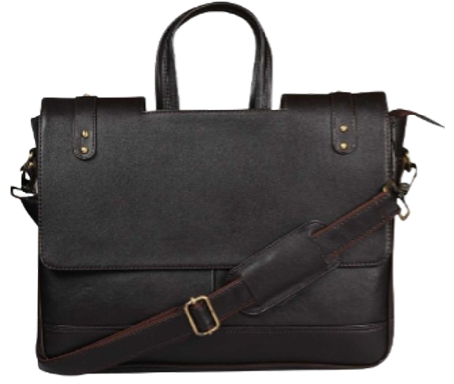 Flap-Front Leather Messenger Bag