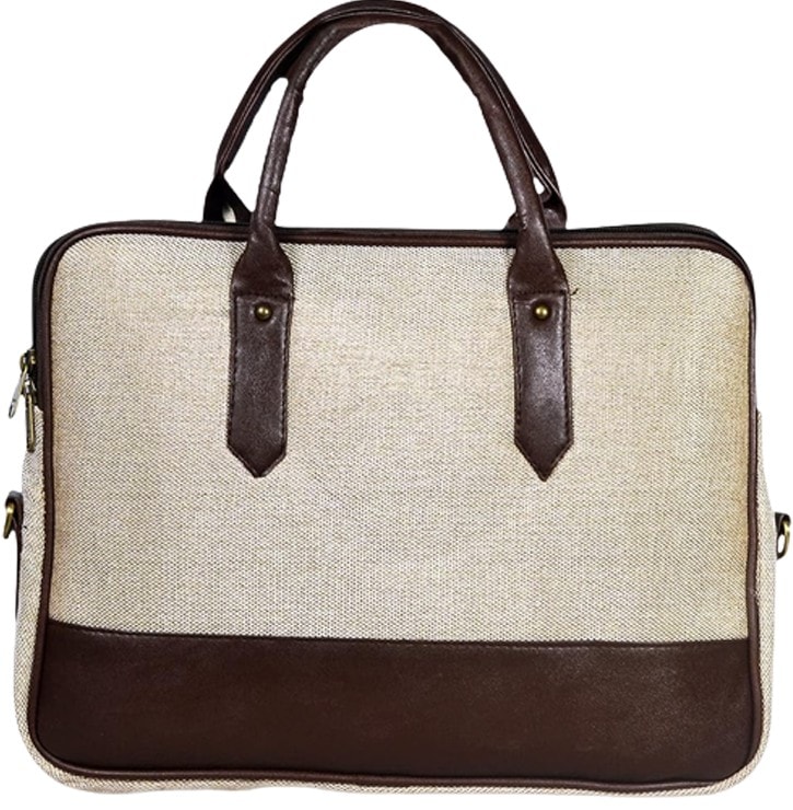 Jute & Leather Laptop Bag